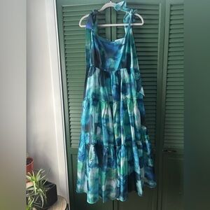 Geisha Designs BHLDN Isabella Tiered Square-Neck A-line MIDI Dress XL